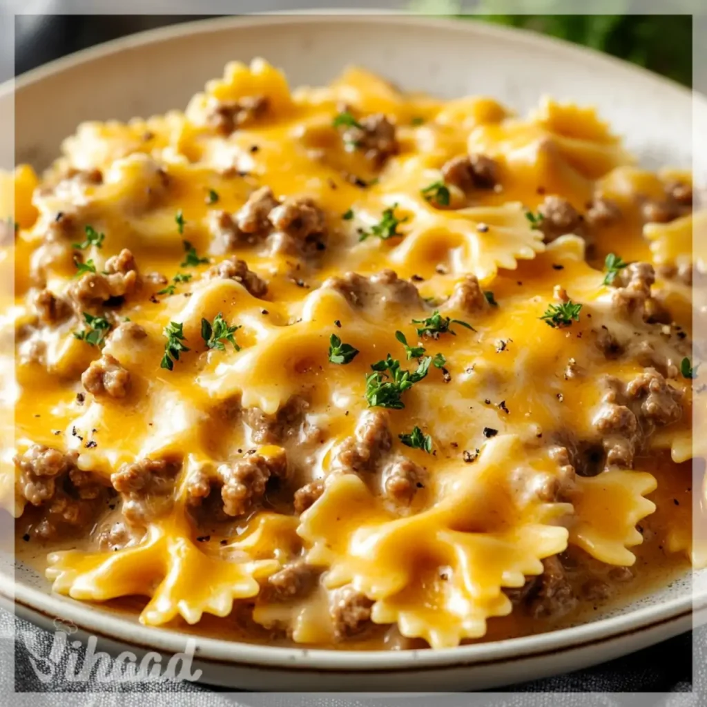 Cheesy Beef Bowtie Pasta with Garlic Butter Delights You!