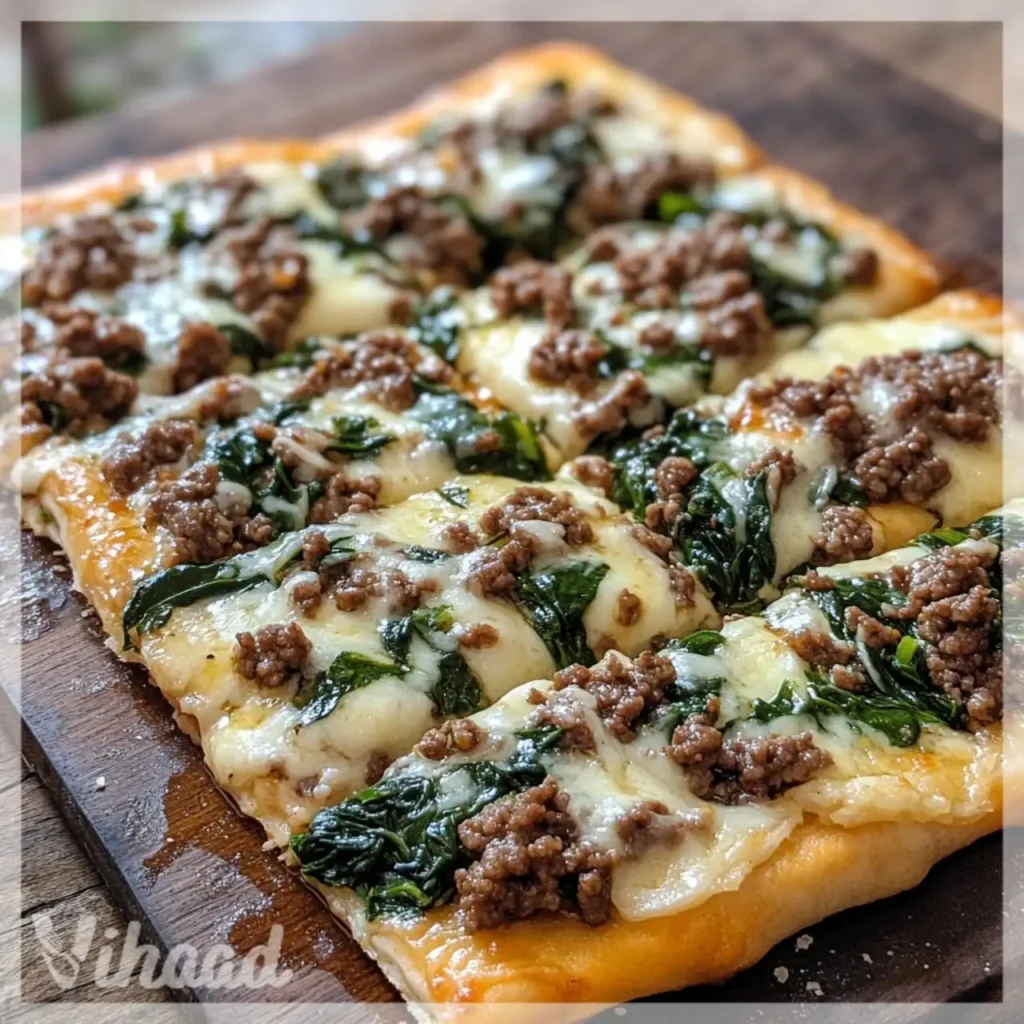 Beef and Spinach Flatbread Pizza A Quick, Tasty Delight!