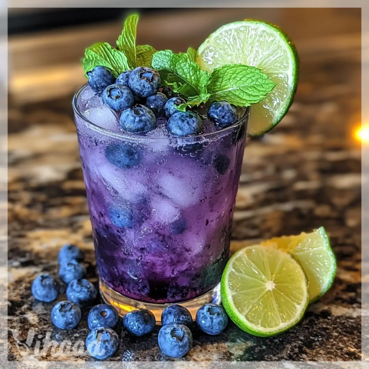 Blueberry Breeze Sparkle Drink Refreshing Summer Delight!