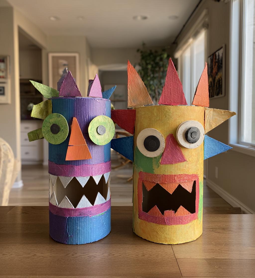 Cardboard Tube Monsters Halloween Craft - detail 1