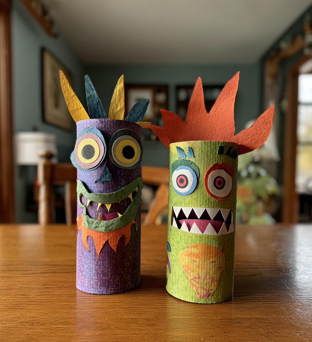 Cardboard Tube Monsters Halloween Craft