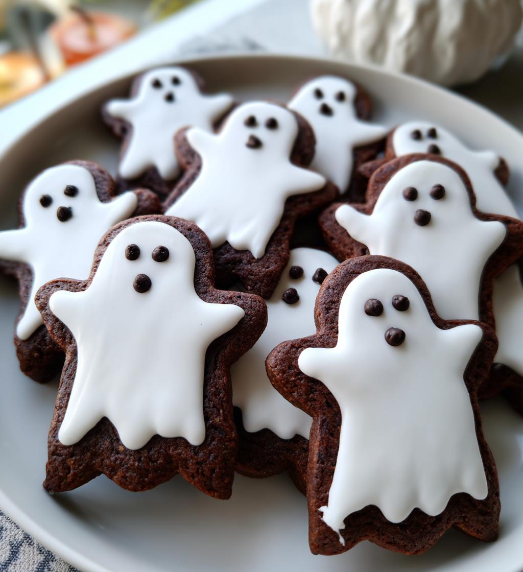 Chocolate Peppermint Cut Out Ghost Cookies - detail 1