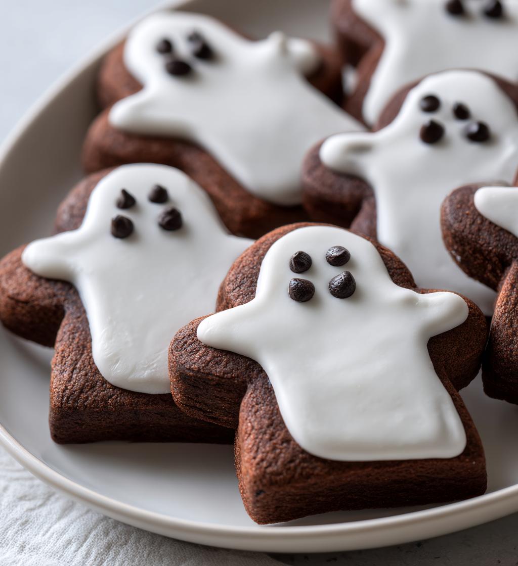 Chocolate Peppermint Cut Out Ghost Cookies