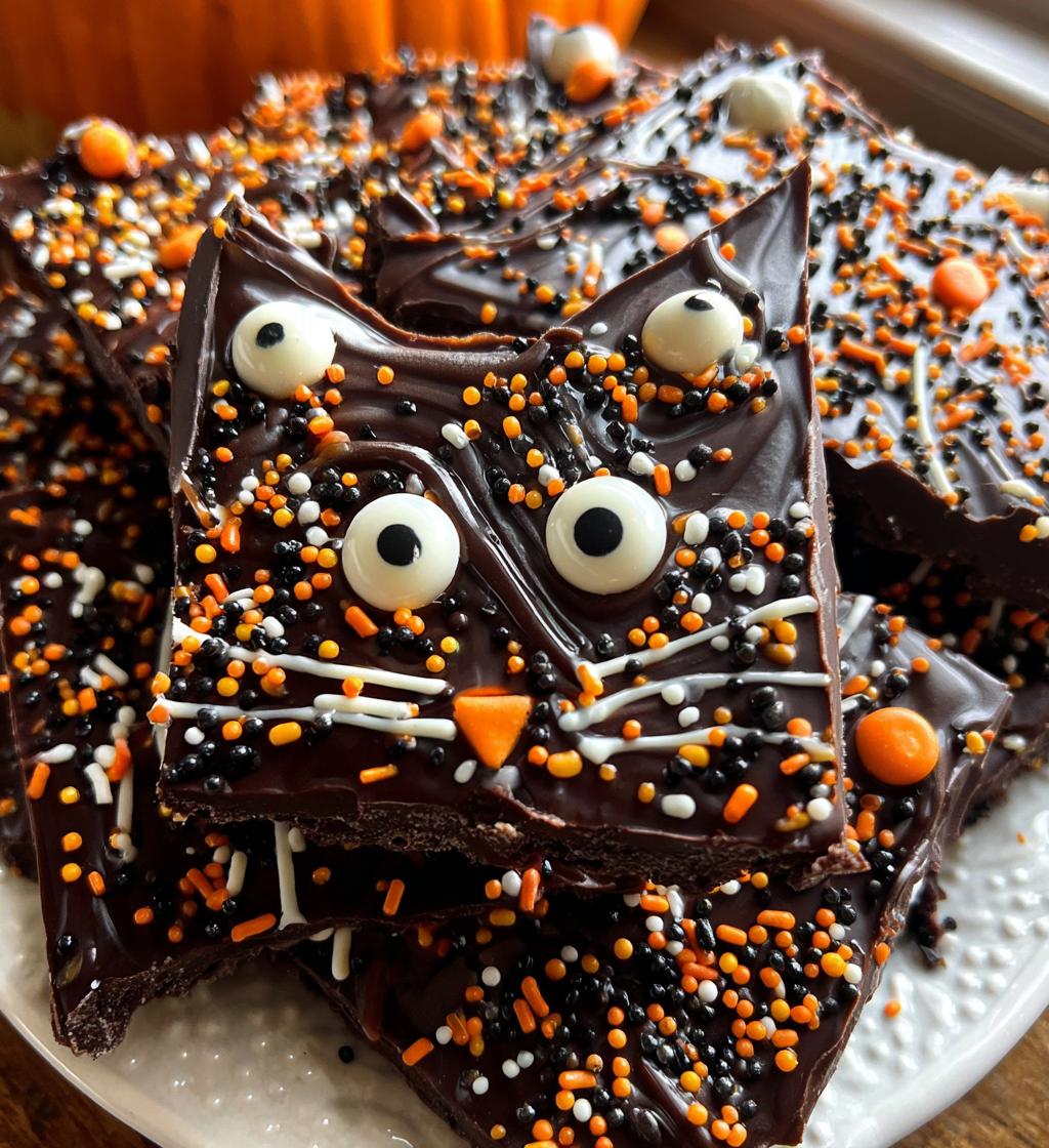 Halloween Chocolate Bark Black Cat