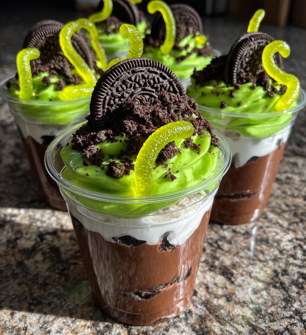 Zombie Pudding Cups Halloween Treats