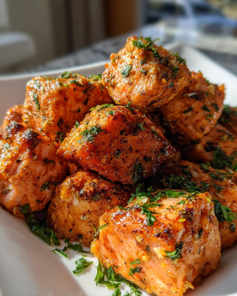 air fryer salmon bites - detail 1