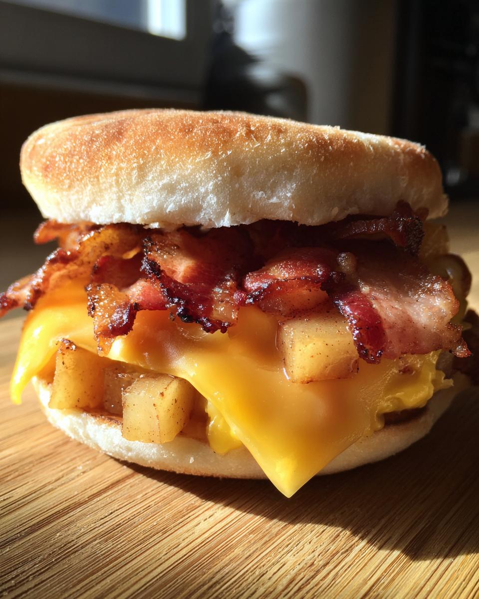 apple bacon cheese english muffins