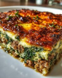 aussie minced lamb and spinach bake