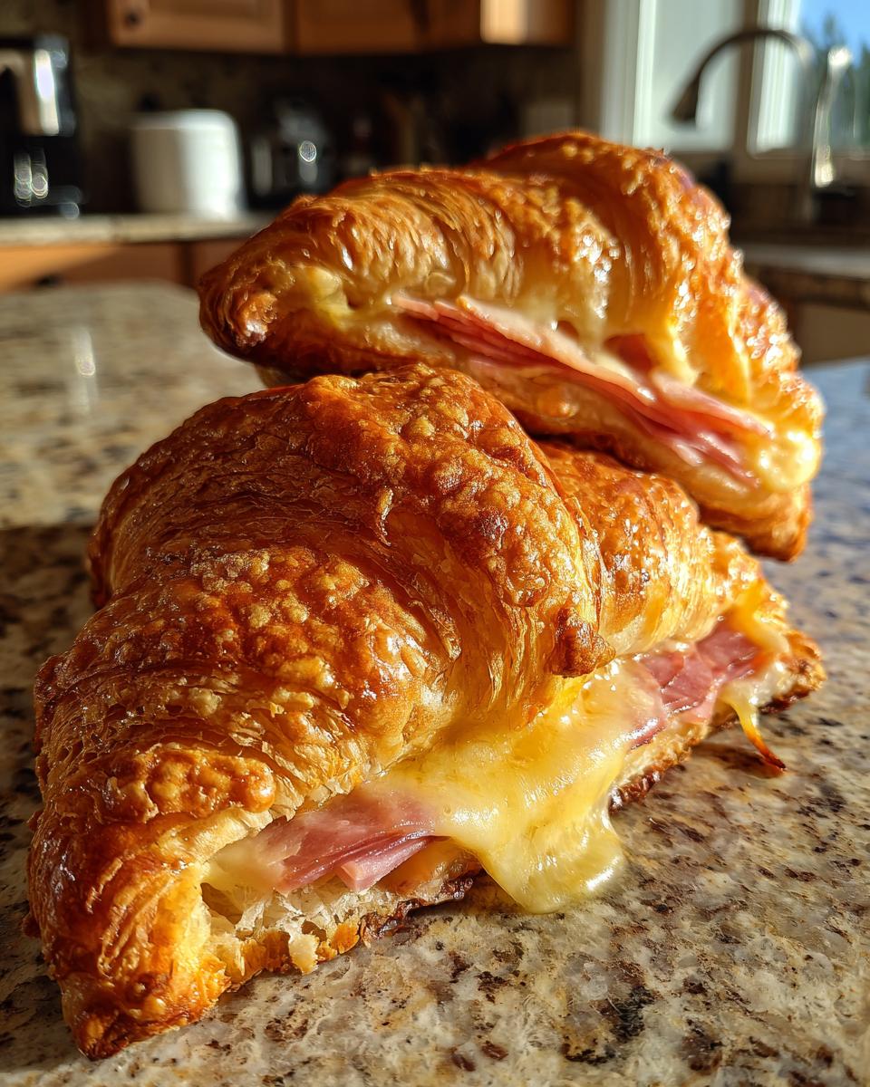 baked ham and cheese croissants
