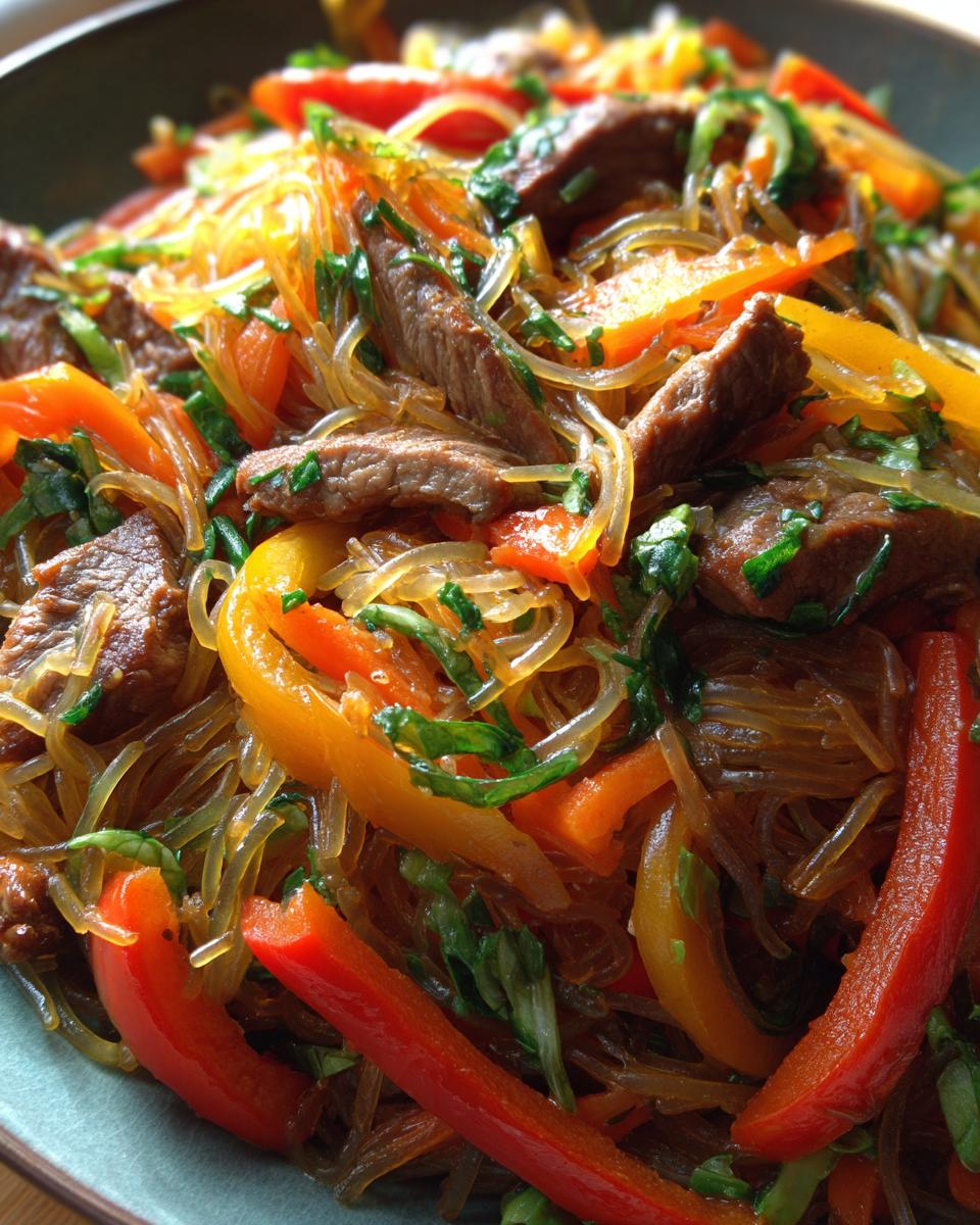 beef glass noodles stir fry