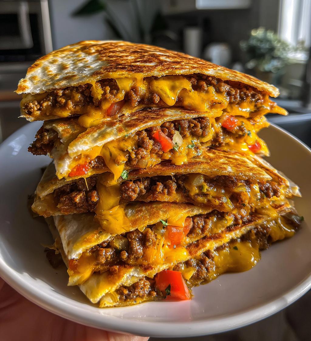 cheeseburger quesadillas - detail 1