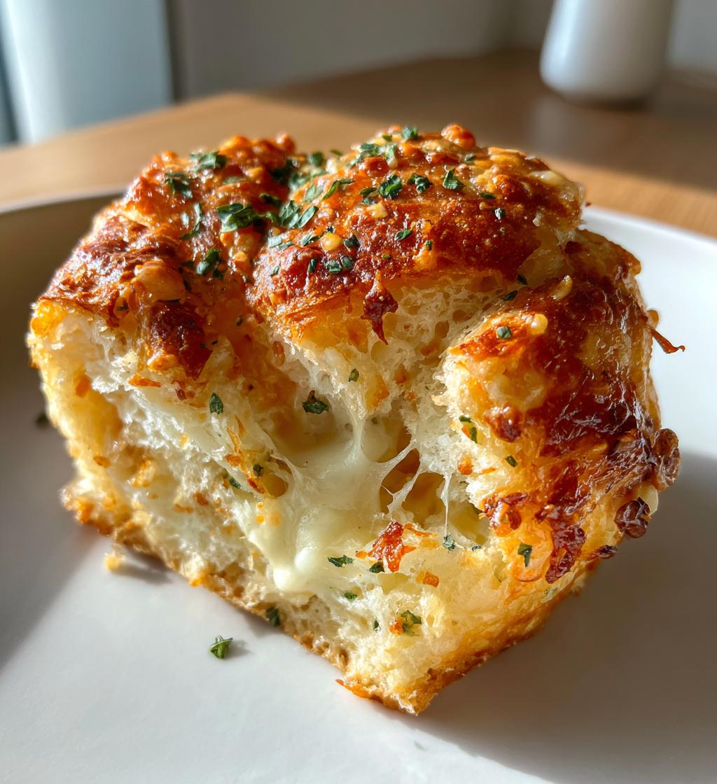 cheesy garlic cruffin