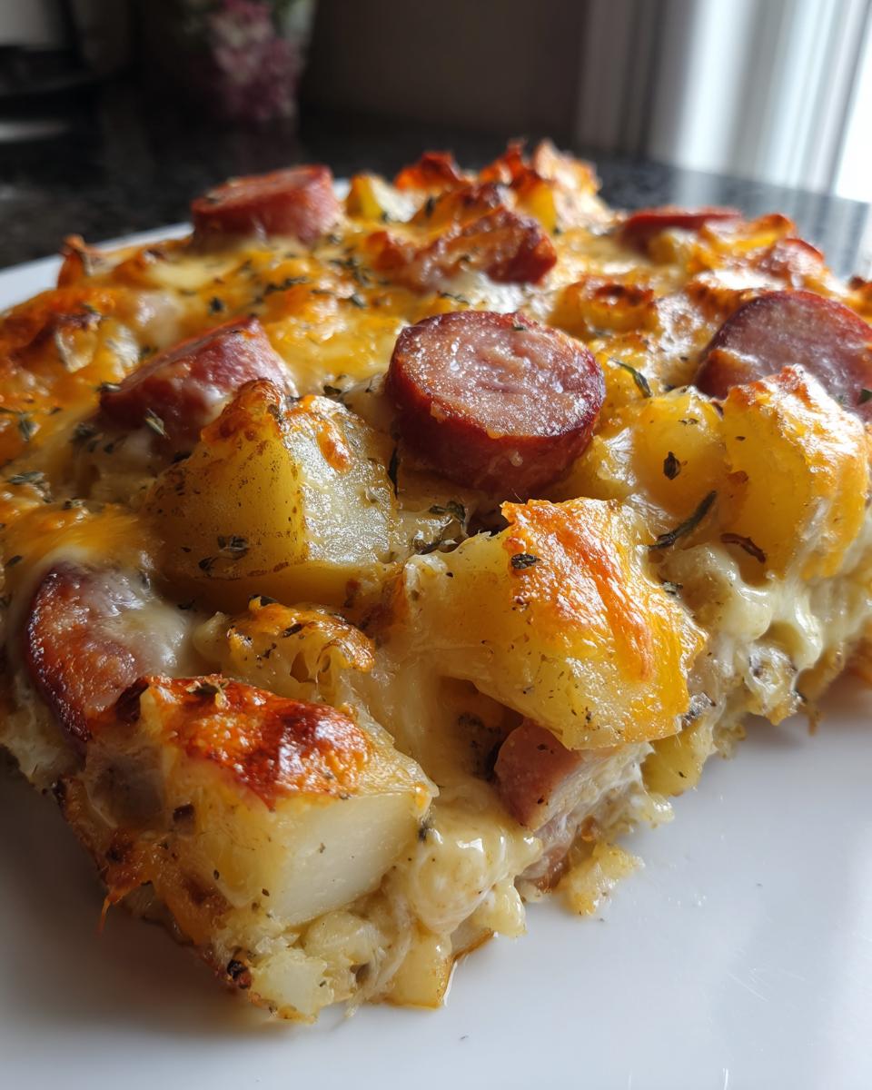 cheesy potatoes and smoked sausage - detail 1