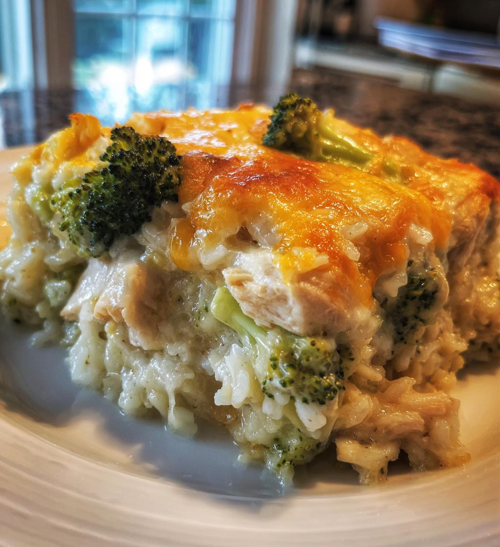 chicken broccoli rice cheese casserole - detail 1