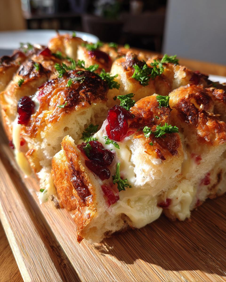 cranberry brie sourdough pull apart bread - detail 1