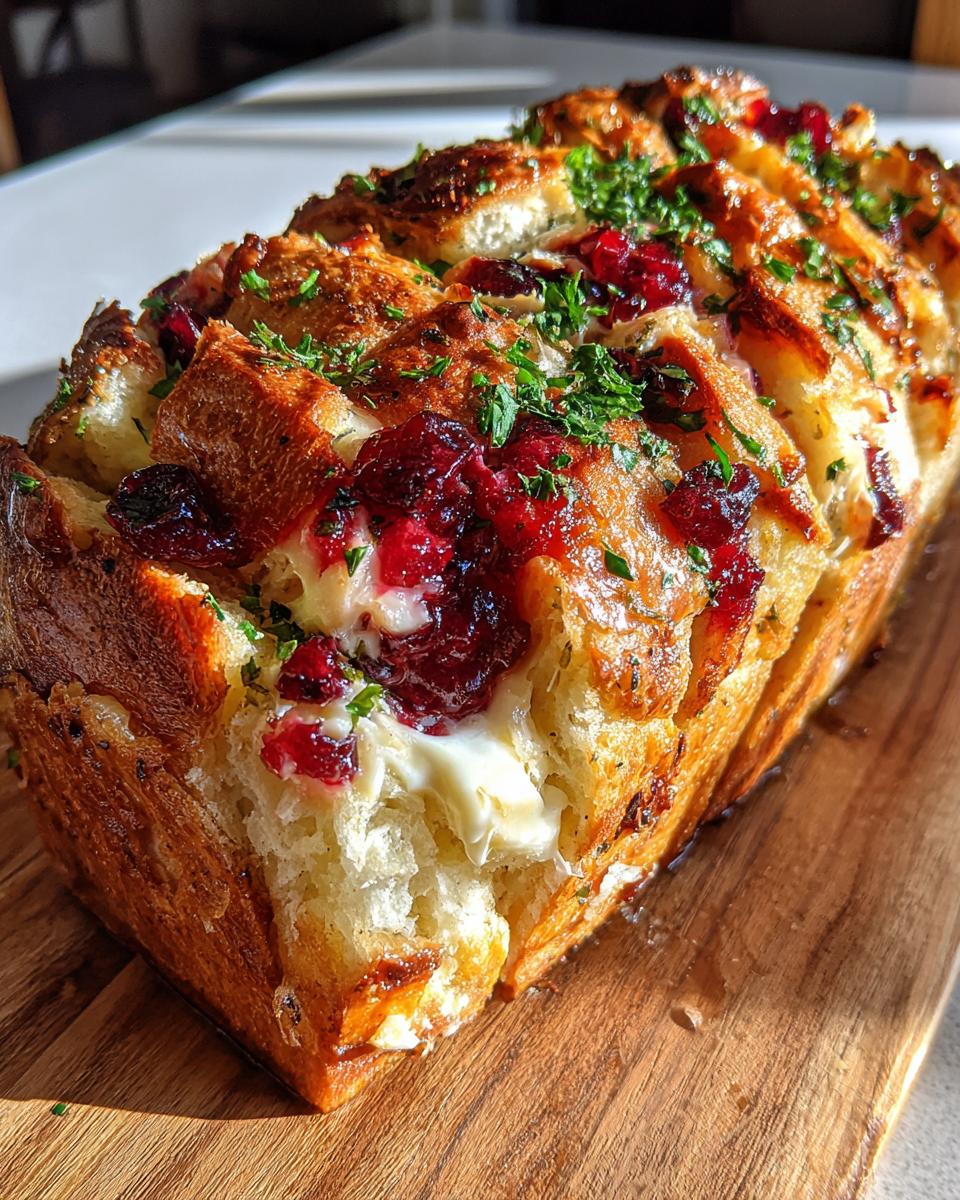 cranberry brie sourdough pull apart bread