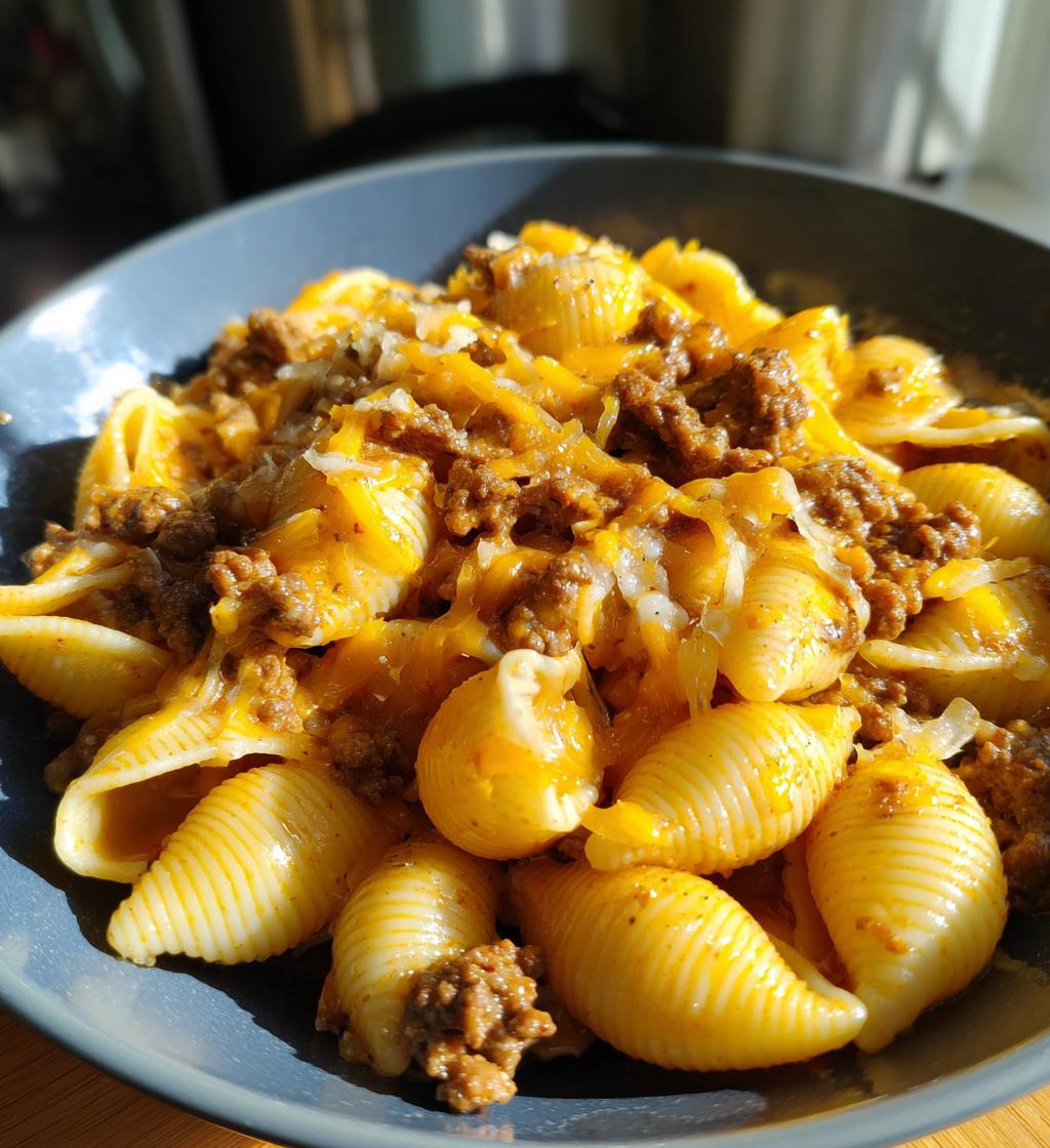 creamy beef and shells