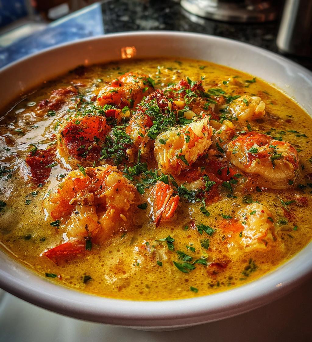 creamy crab and shrimp seafood bisque - detail 1