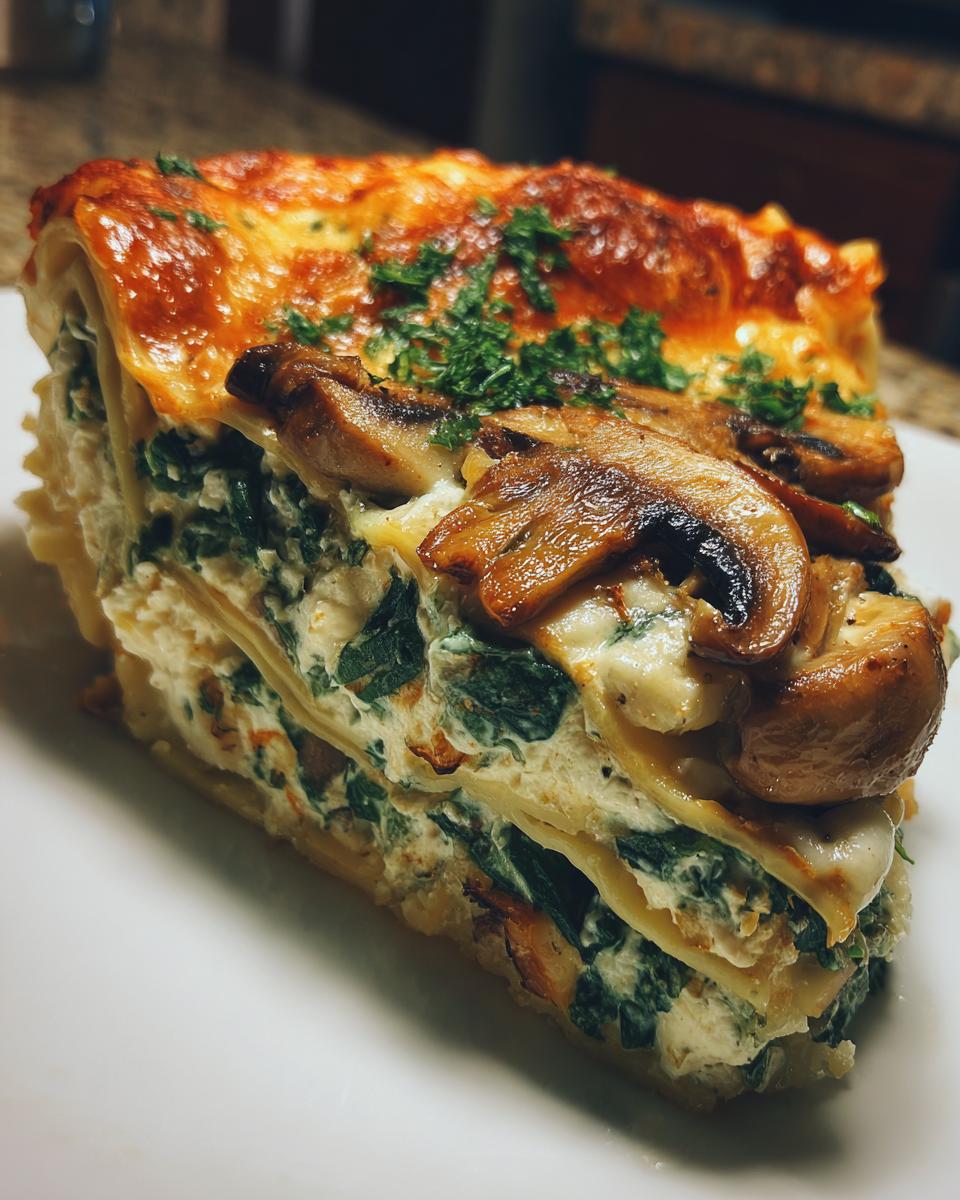 creamy spinach mushroom lasagna