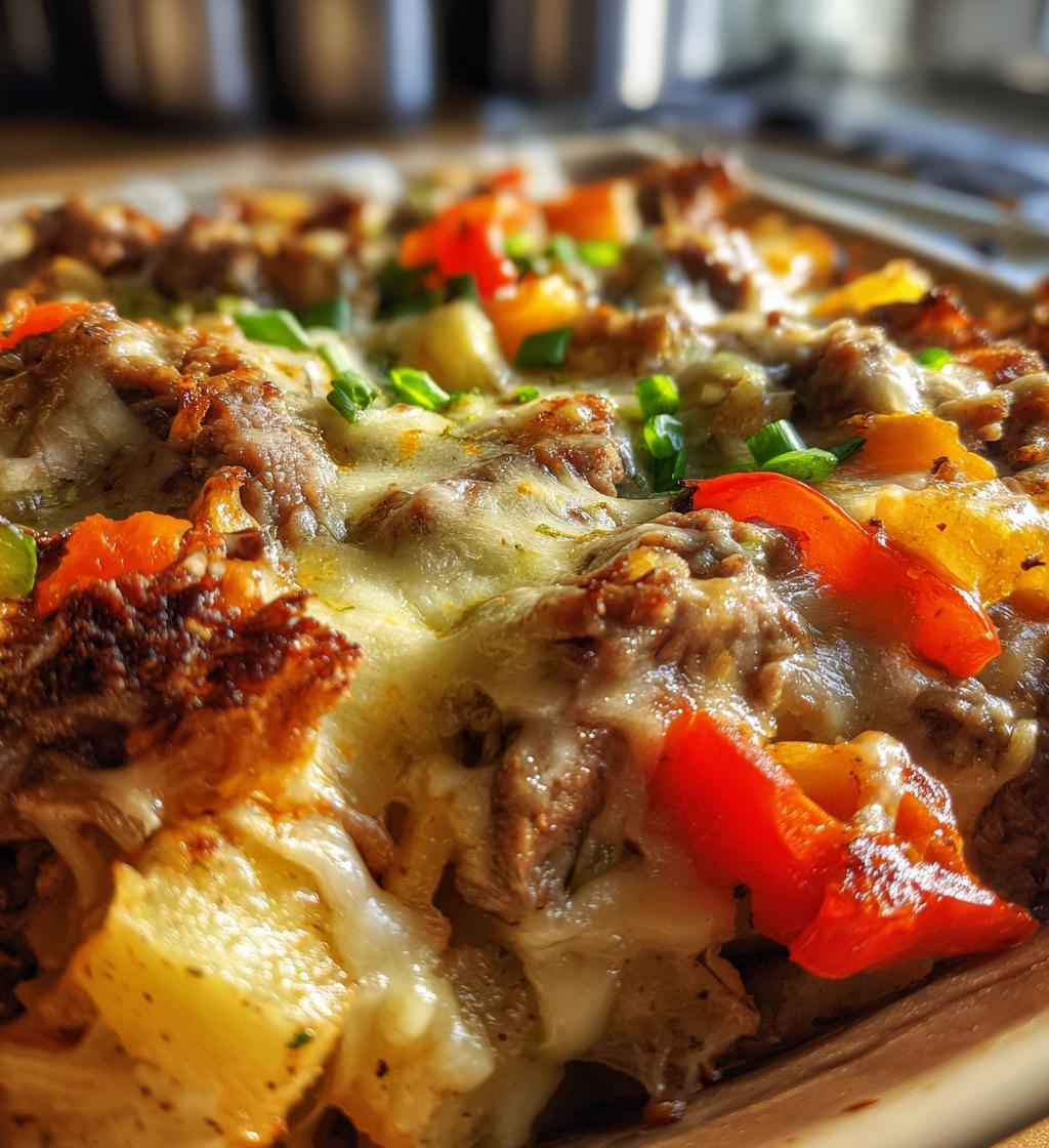 crockpot cheesesteak potato casserole - detail 1