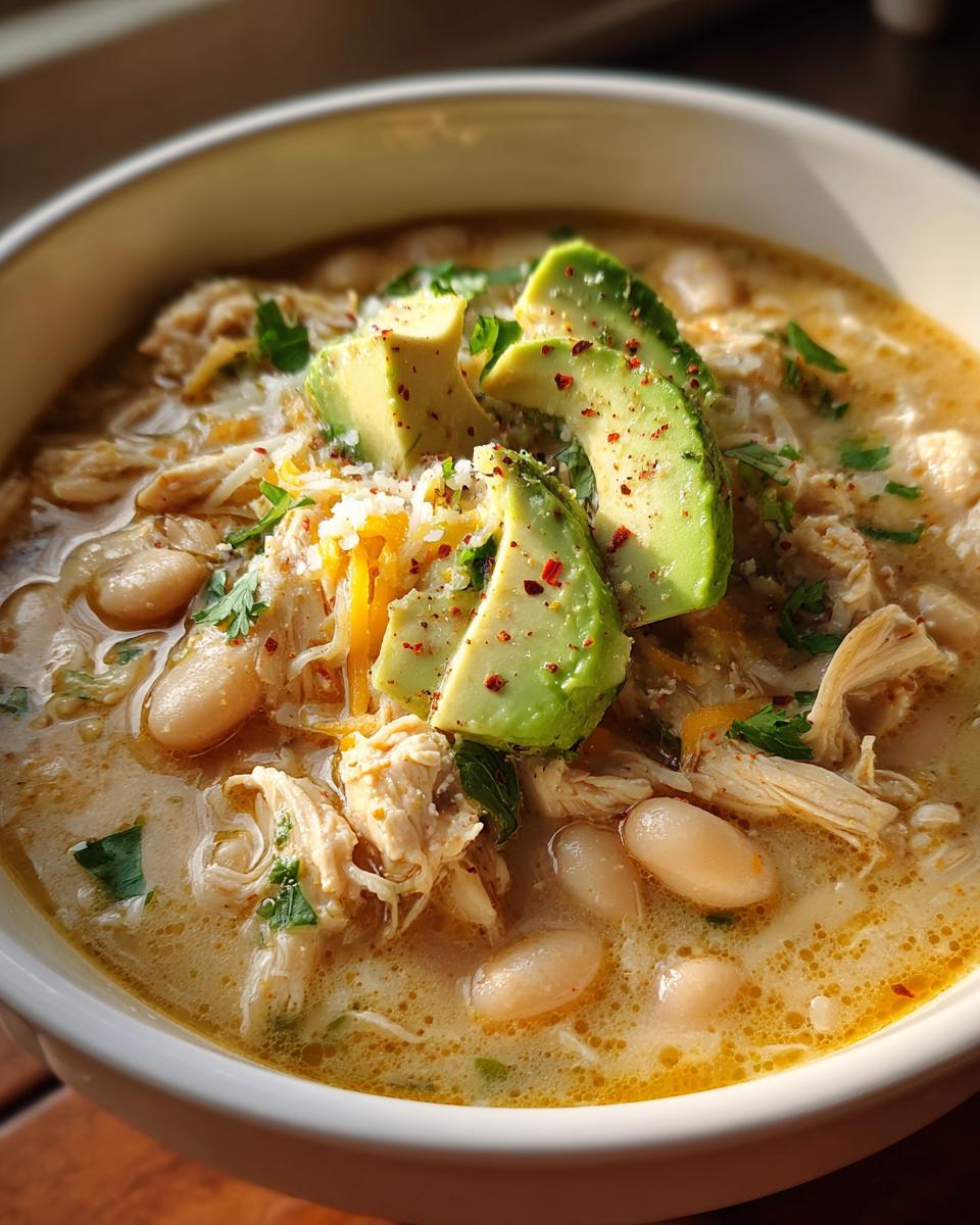 keto white chicken chili - detail 1