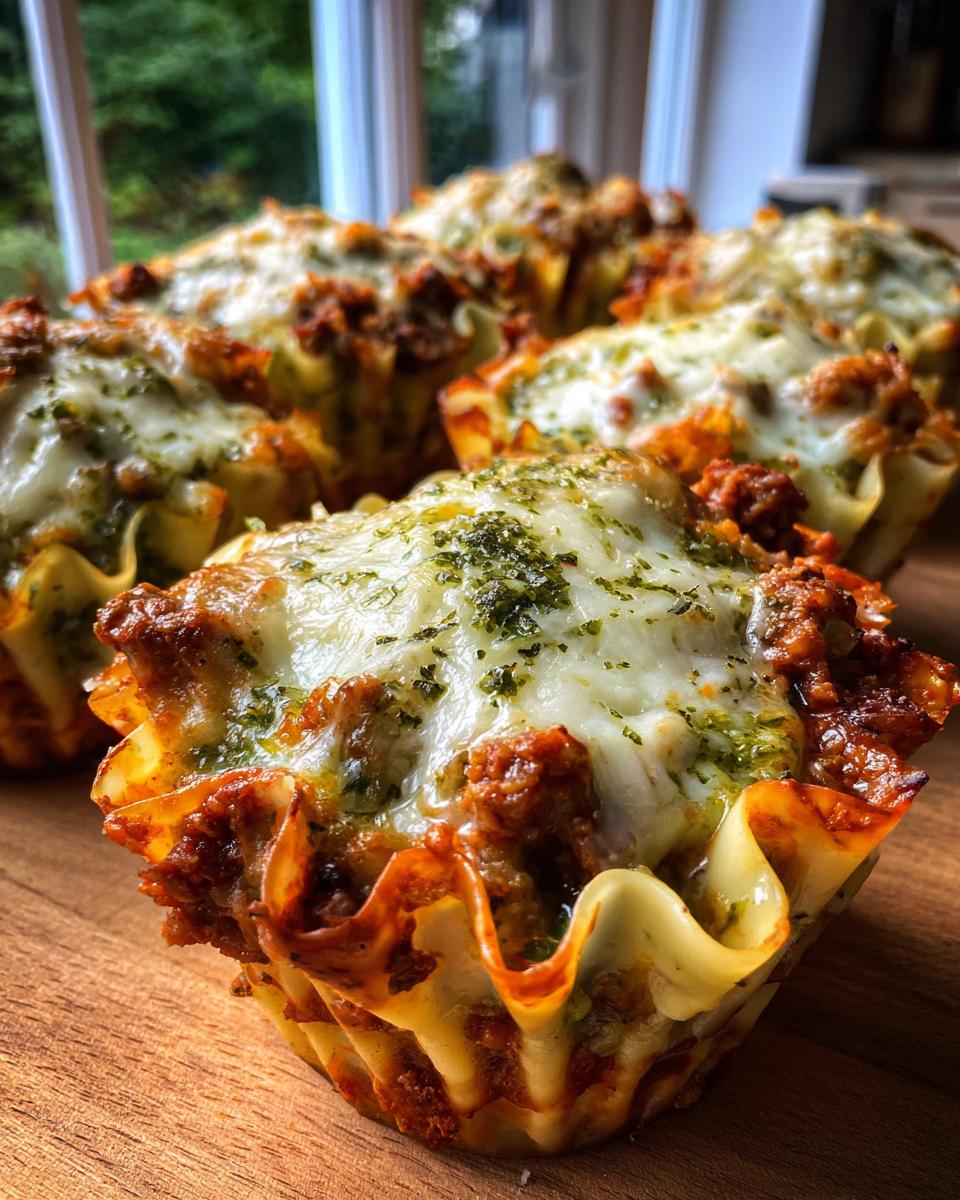 minced lamb and pesto lasagna cups - detail 1
