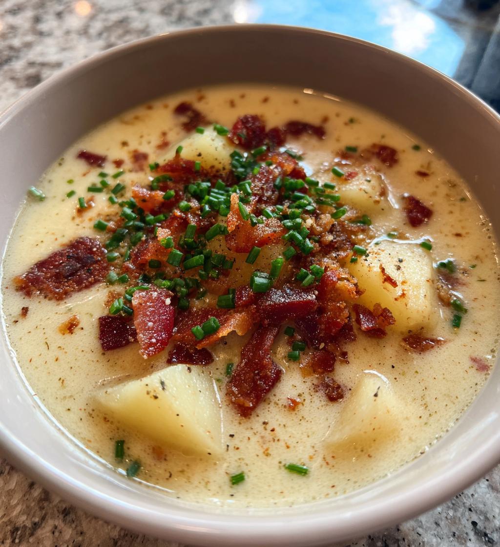 potato and bacon soup - detail 1