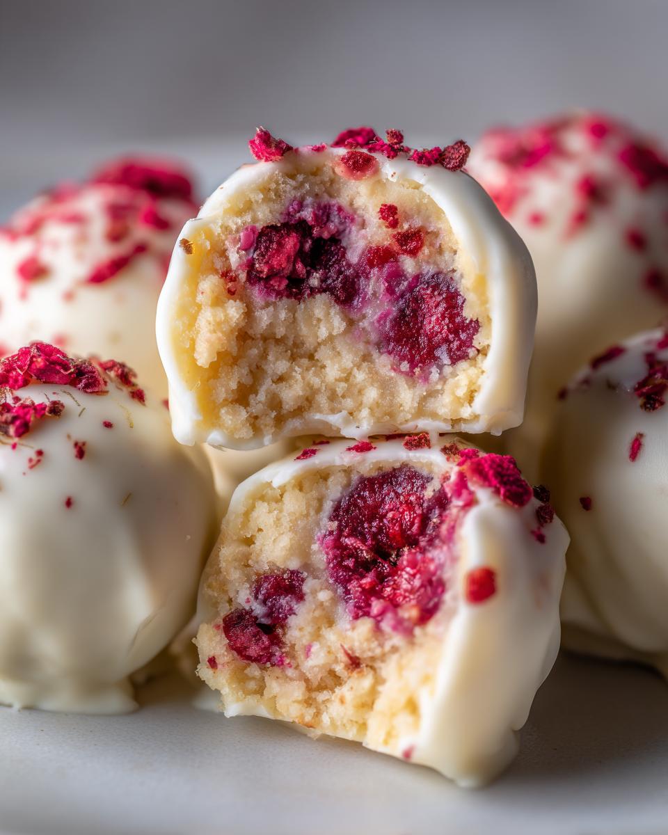 raspberry cheesecake balls - detail 1
