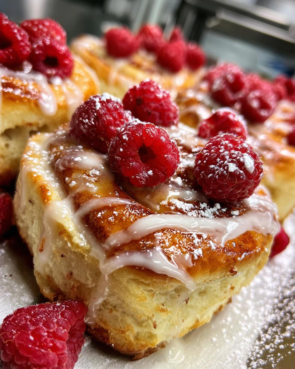 raspberry cinnamon rolls - detail 1