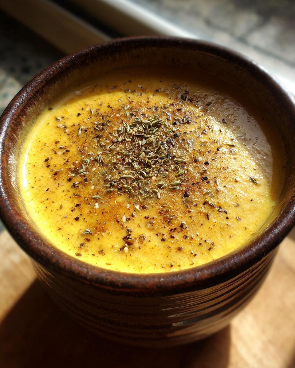 roasted garlic cheddar cauliflower soup - detail 1
