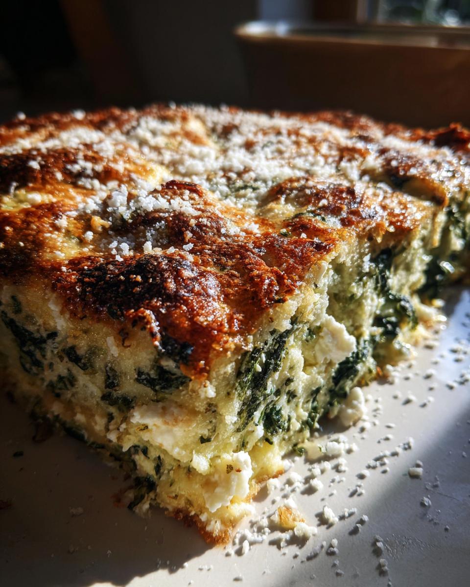 spinach casserole with feta cheese - detail 1