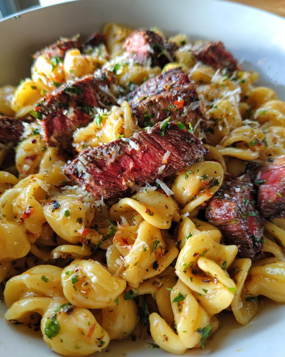 steak and parmesan pasta