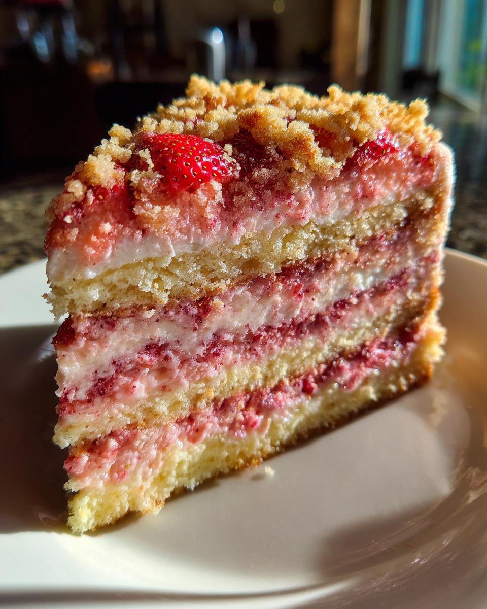 strawberry crunch cake - detail 1