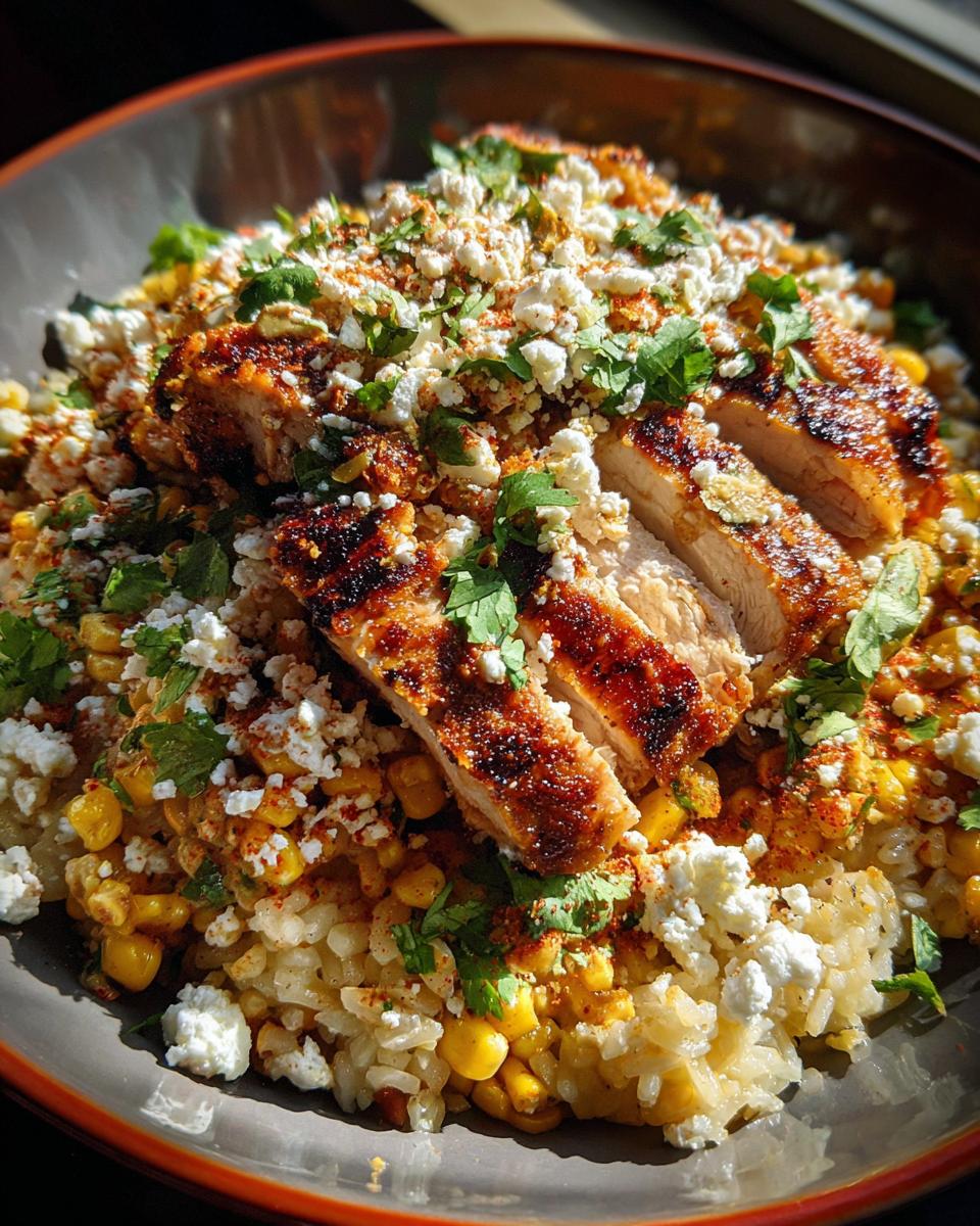 street corn chicken rice bowl