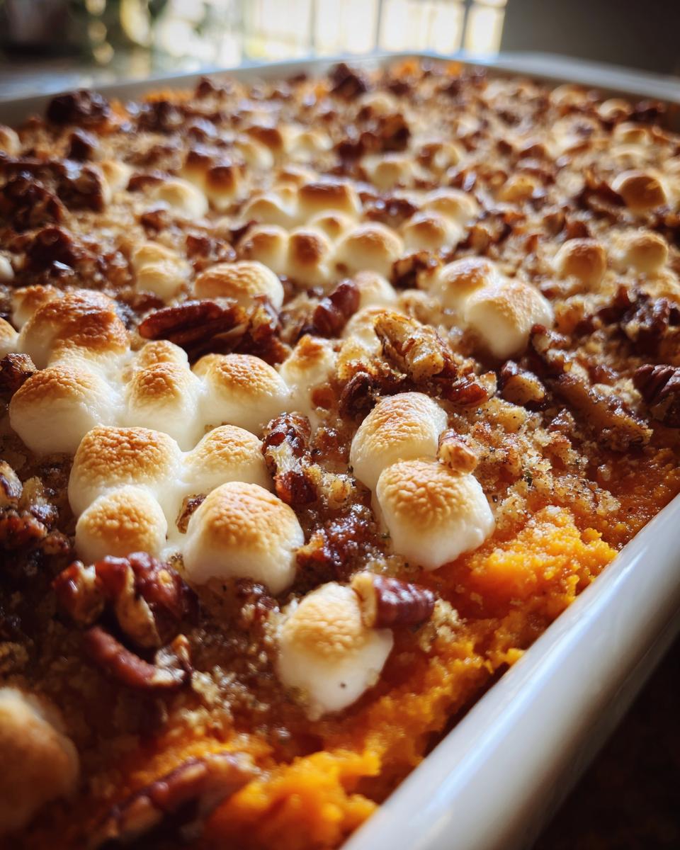 sweet potato casserole with pecans - detail 1