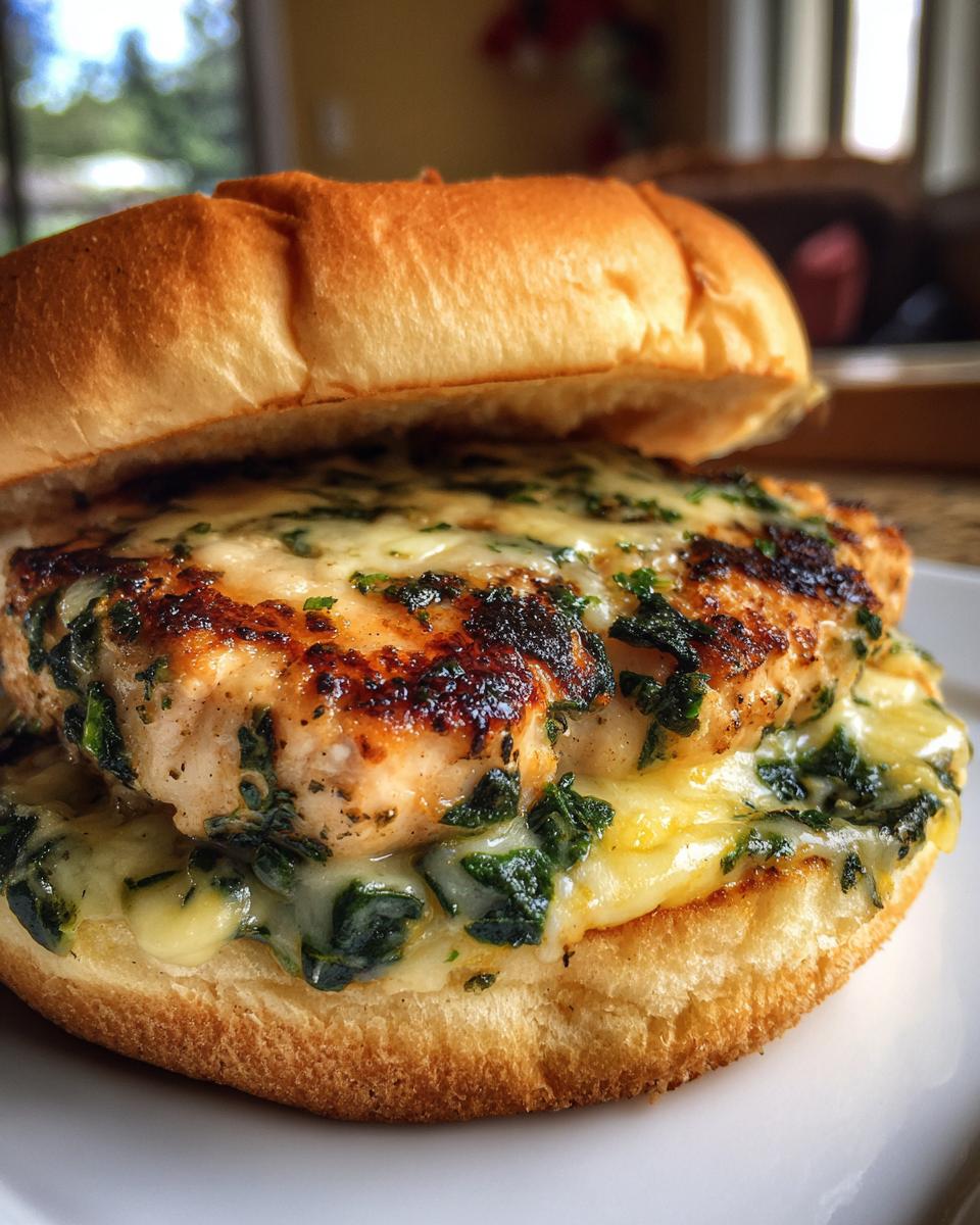 white cheddar and spinach chicken burgers - detail 1