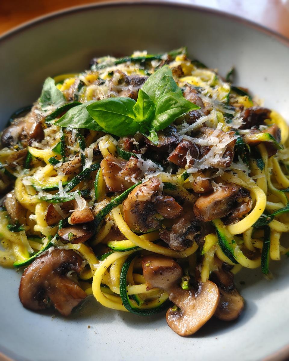 zucchini mushroom pasta - detail 1