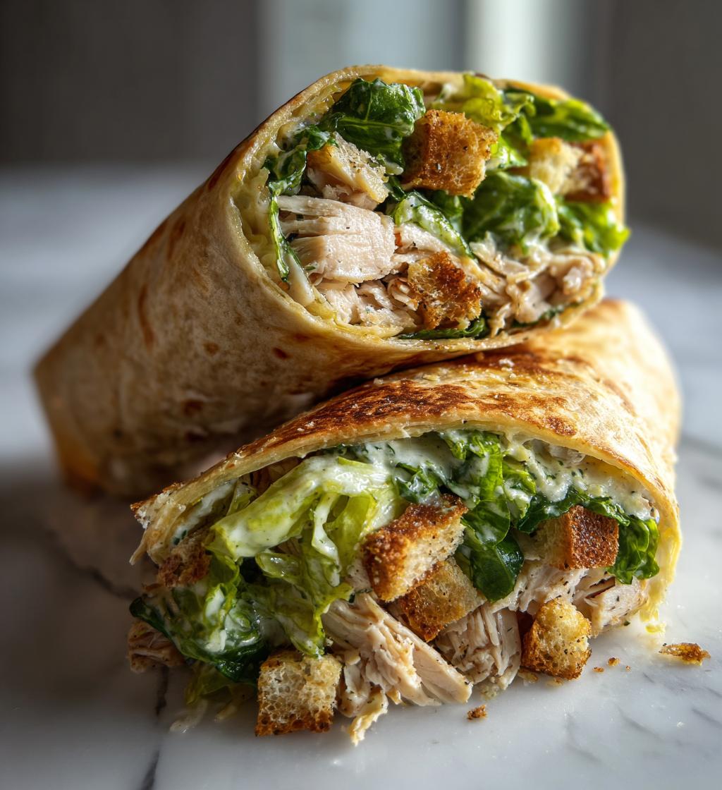 15 minute air fryer chicken caesar wraps - detail 1