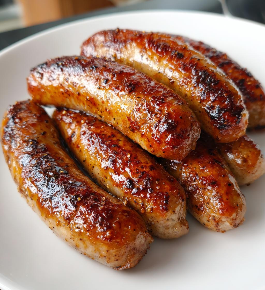15 minute air fryer pork sausages - detail 1