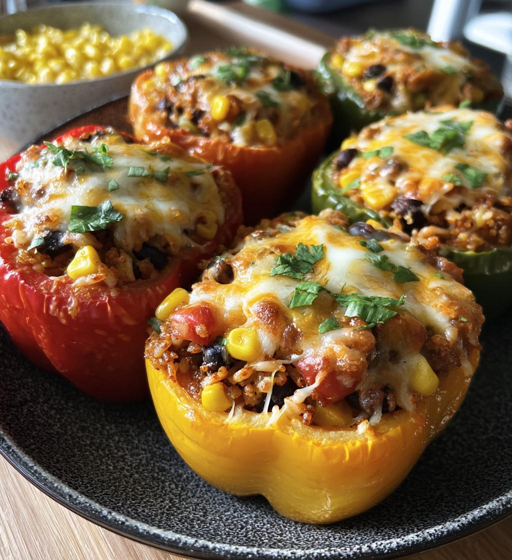 15 minute air fryer stuffed bell peppers - detail 1