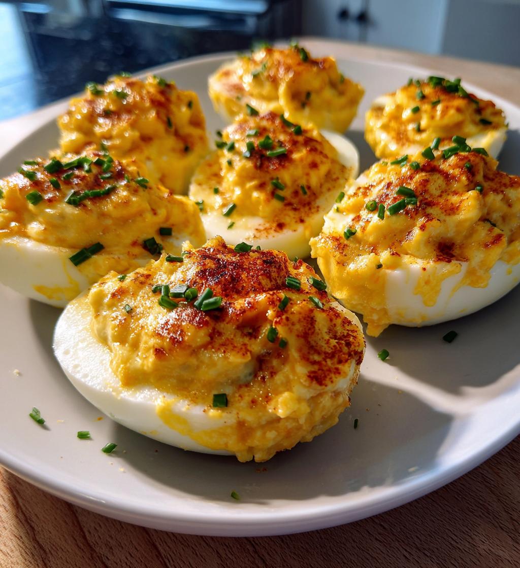 Baked Deviled Eggs with Cheese - detail 1