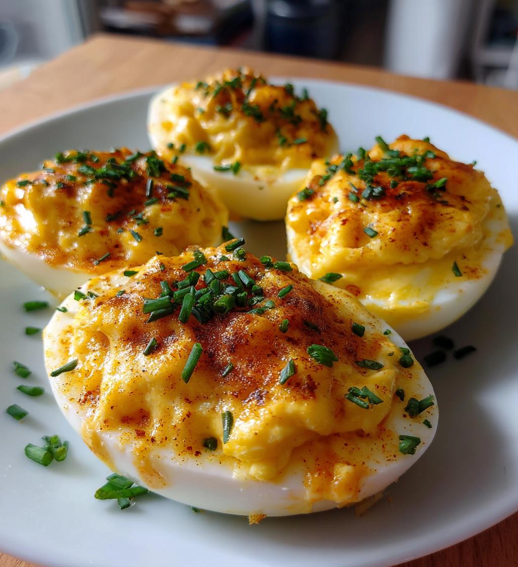 Baked Deviled Eggs with Cheese