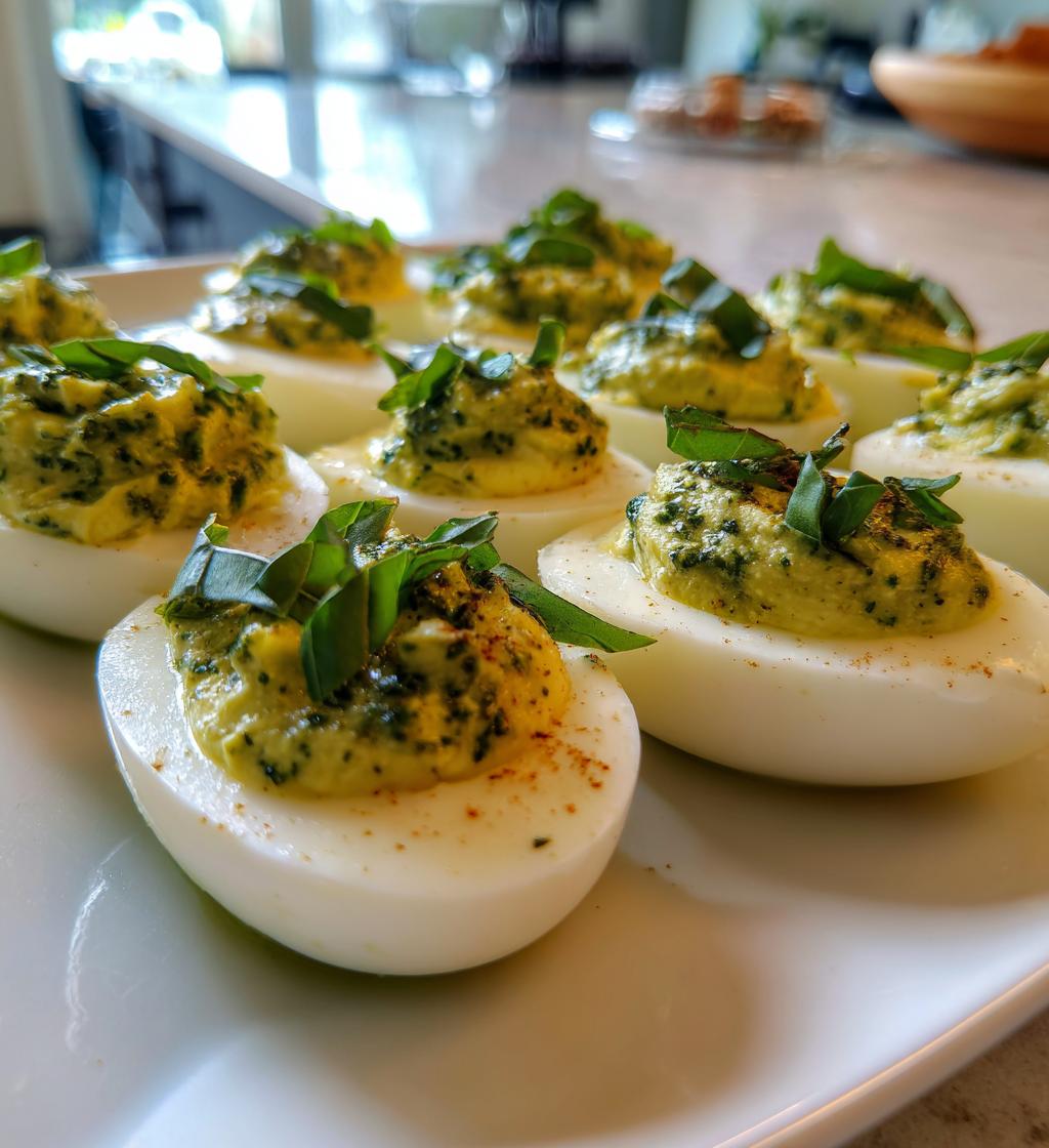 Basil Pesto Deviled Eggs - detail 1