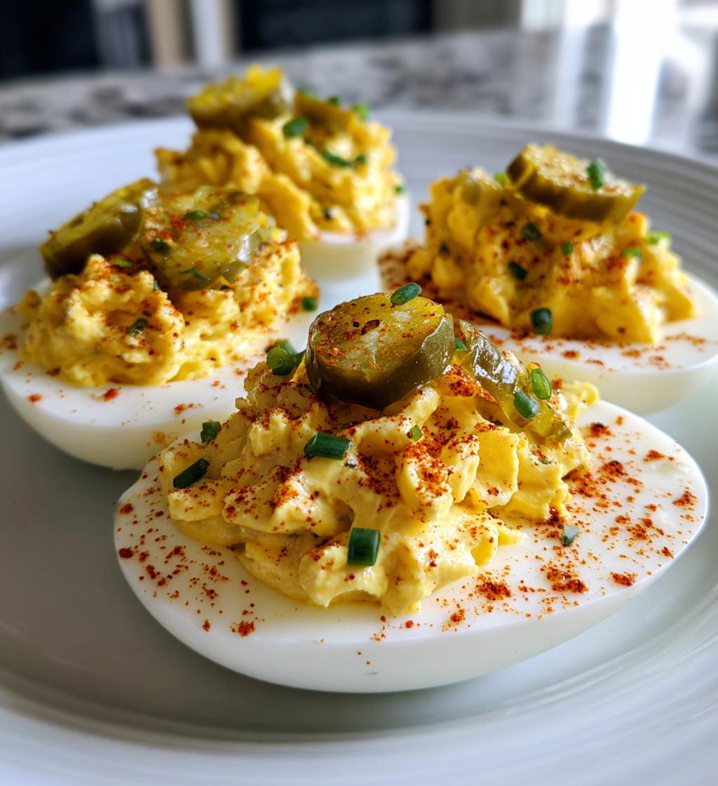 Bread and Butter Pickle Deviled Eggs
