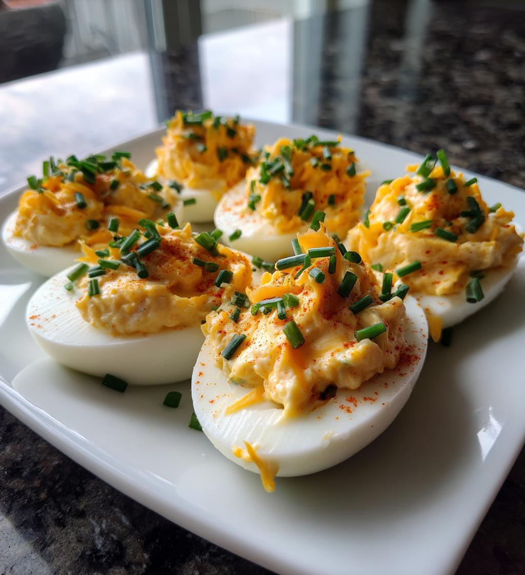 Cheddar-Stuffed Deviled Eggs