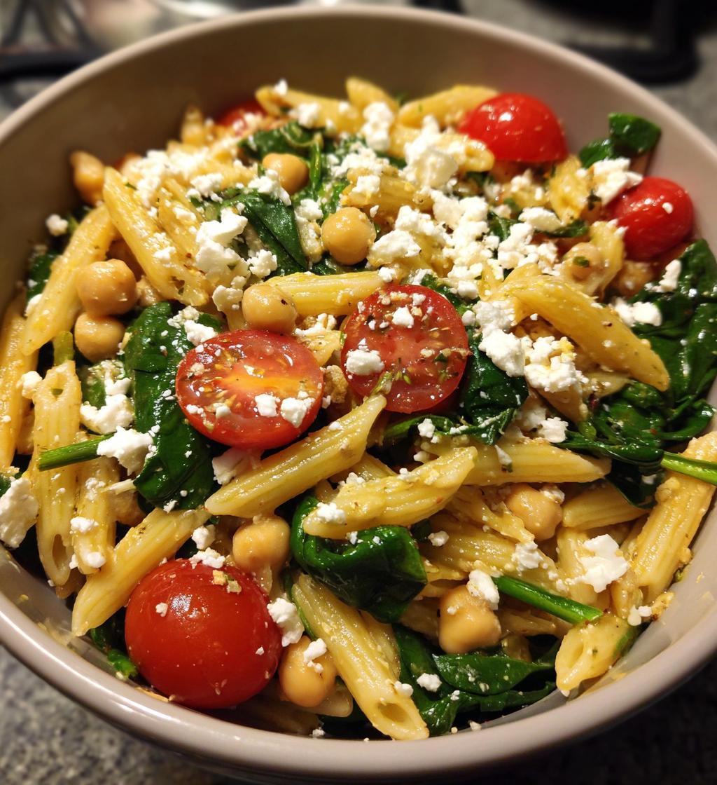 Chickpea and Spinach Pasta Salad - detail 1