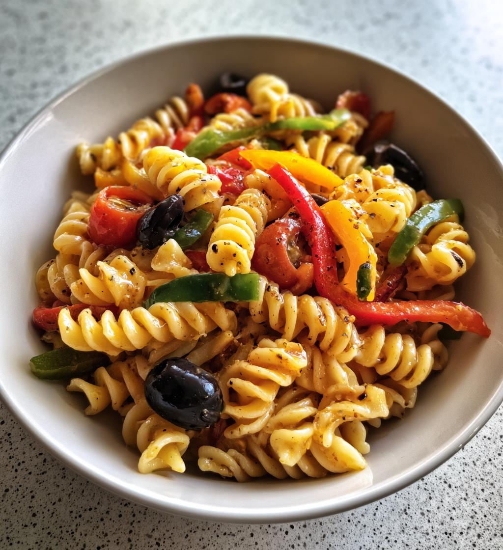 Cold Pasta Salad with Olives and Peppers - detail 1