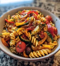 Cold Pasta Salad with Olives and Peppers