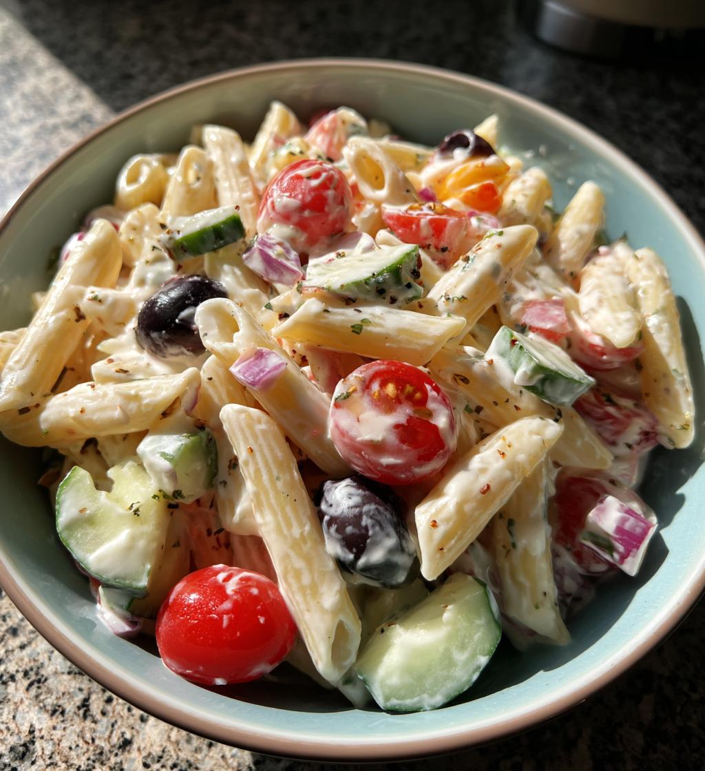 Creamy Greek Yogurt Pasta Salad