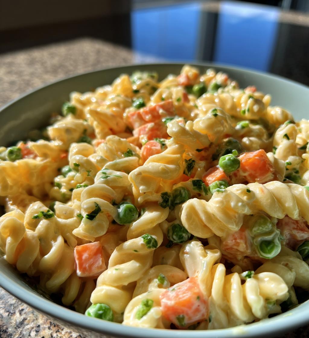 Creamy Pasta Salad with Peas and Carrots - detail 1